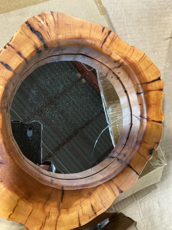 Photo 1 of **CRACKED MIRROR. MISSING MIRROR**WELLAND Four Pack Rustic Mirror Wall Décor Handmade Solid Wood Decorative Mirrors, 10” x 12" Modern Hanging Wall Art for Bedroom, Bathroom, Living Room, Entryway, Dressing Room