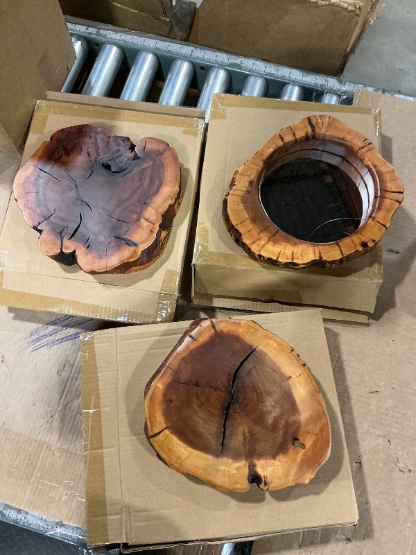 Photo 1 of **CRACKED MIRROR. MISSING MIRROR**WELLAND Four Pack Rustic Mirror Wall Décor Handmade Solid Wood Decorative Mirrors, 10” x 12" Modern Hanging Wall Art for Bedroom, Bathroom, Living Room, Entryway, Dressing Room