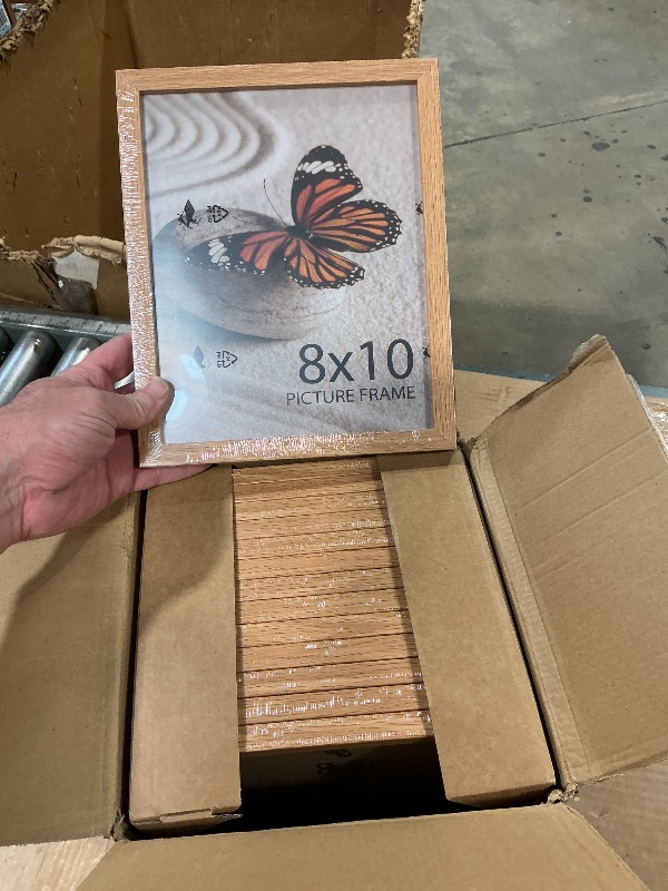 Photo 1 of **14 frames**Memory Island 8x10 Photo Frames for Wall and Tabletop Display, 8 by 10 Natural Wood Grain Picture Frames with HD Plexiglass, Set of 15