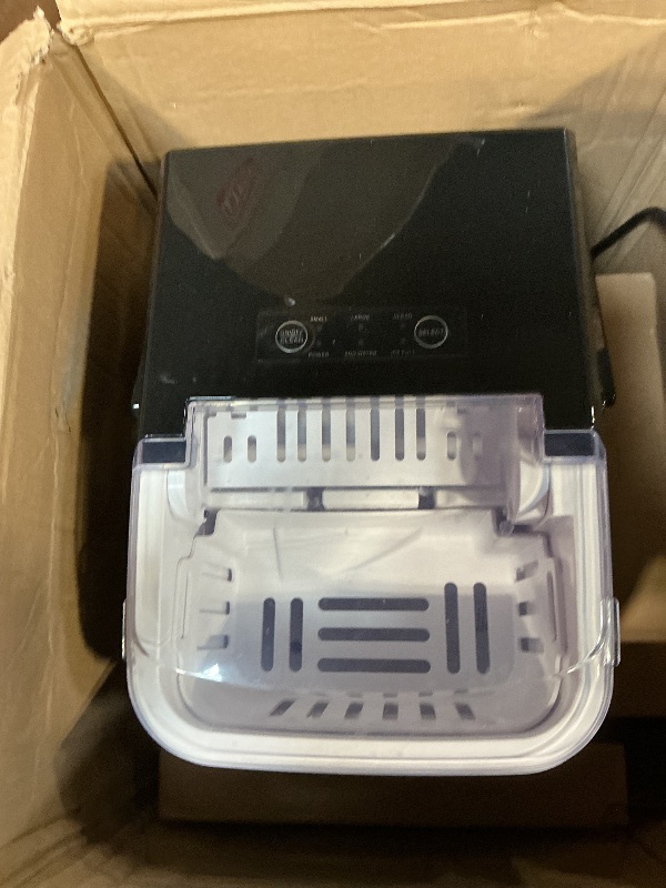 Photo 1 of ***MISSING INSTRUCTIONS*** Smug Ice Makers Countertop with Handle, Portable Ice Machine, 9 Bullet Cubes in 6 Mins, 26lbs in 24Hrs, Auto-Cleaning, with Basket and Scoop, for Home, Kitchen, RV, Camping, Elegant Black with Handle