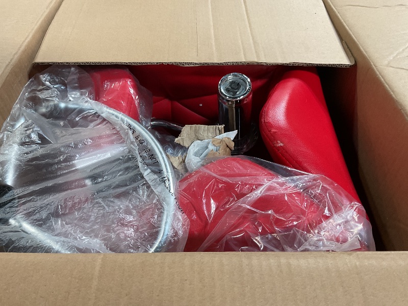 Photo 1 of *** MINOR DAMAGE*** Roundhill Furniture Glasgow Contemporary Tufted Adjustable Height Hydraulic Red Bar Stools, Set of 2