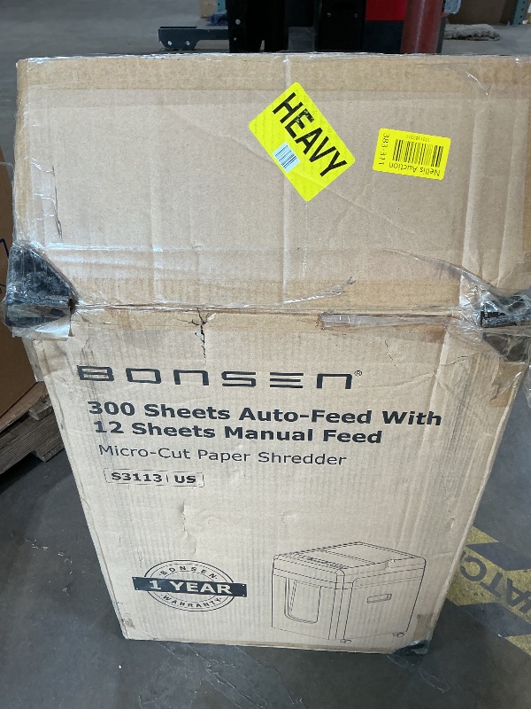 Photo 1 of ***FOR PARTS ONLY/ NON-FUNCSTIONAL*** BONSEN 300-Sheet Auto Feed Paper Shredder, 60 Minutes Non-Stop Commercial Grade Heavy Duty Shredders for Office, 8.1 Gallon Micro Cut Document Shredder, P-4 Security Level,58dB Super Quiet
