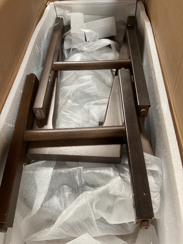 Photo 1 of **FOR PARTS/ DAMAGED*** Plank+Beam Beryl Counter Height Stool - Mid-Century Modern Rubberwood Bar Stool with Faux Leather Seat, Metal Footrest, Easy Assembly, 2-Pack, Walnut/Black