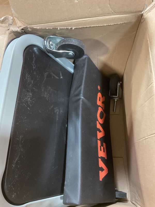 Photo 1 of ***MISSING WHEEELS/BROKEN SEAT** VEVOR Rolling Creeper Garage/Shop Seat, 250 LBS Capacity Padded Rolling Workshop Stool with Tool Tray Storage, Mechanic Stool for Garage, Shop, Auto Repair, Black