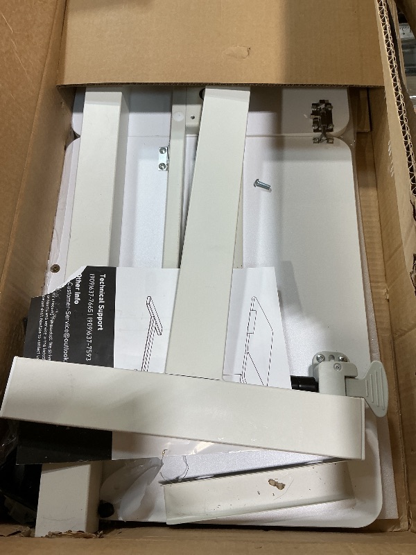 Photo 1 of ***USED***DUMOS Overbed Bedside Table Adjustable with Wheels, Mobile Standing Stand Up Rolling Laptop PC Desks with Tilting Top Height Tray Side Computer Workstation for Bedroom on Hospital Home Use, White