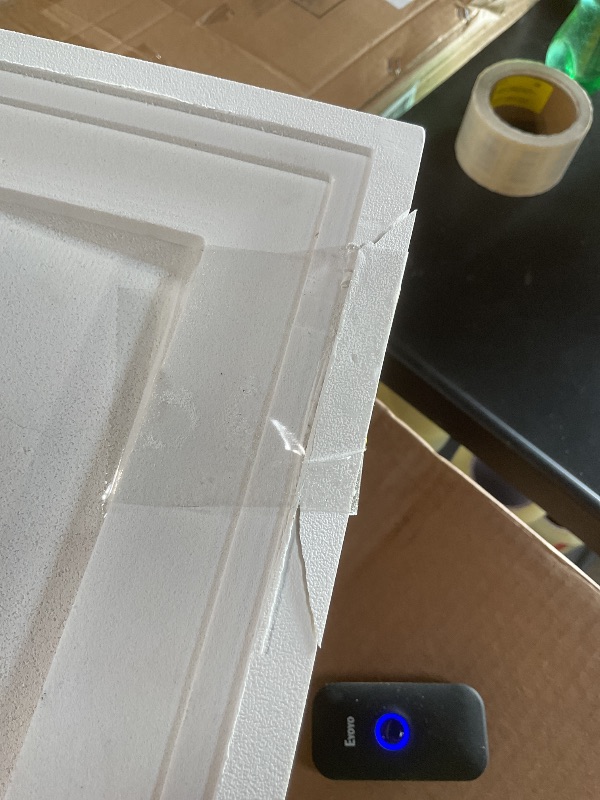 Photo 1 of **DAMAGE SEEN IN PHOTO**12"W x 30"H Rectangle Surface Mount PVC Gable Vent: Non-Functional, w/ 1-1/2" x 2" Brickmould Frame