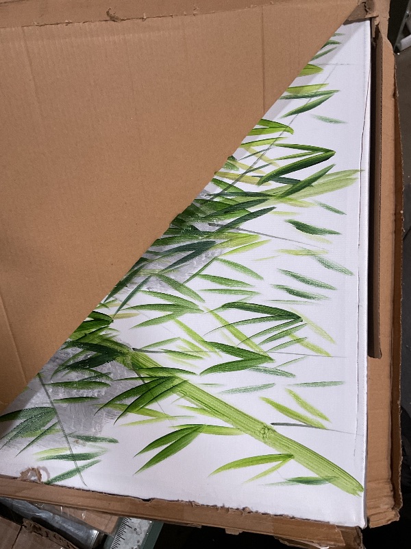 Photo 1 of **SHIPPING/PACKING DAMAGE SEEN IN PHOTO**Large Hand Painted Traditional Chinese Painting Black and White Modern Landscape Canvas Wall Art Handmade Bamboo Artwork