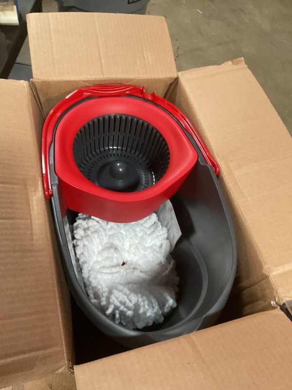 Photo 1 of ***MISSING STICK/HEAD** O-Cedar EasyWring Microfiber Spin Mop, Bucket Floor Cleaning System, Red, Gray, Standard