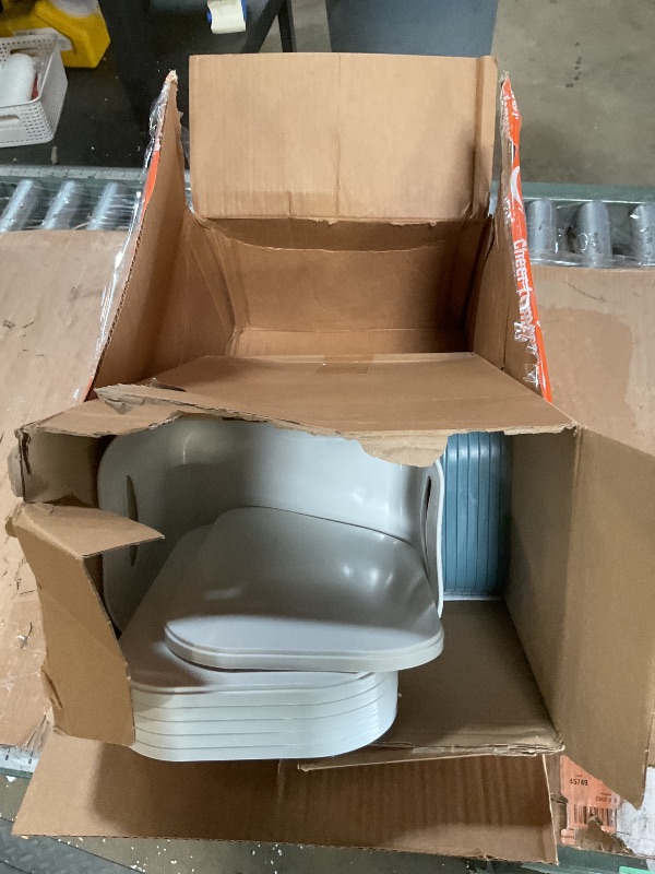 Photo 1 of **ALL HAVE OFF WHITE BODIES WITH BLUE LIDS**Thyle 12 Pack 7 Quarts Plastic Storage Bins Stackable Baskets with Lid and Handle with Label Colorful Desktop Box Toy Containers for Classroom Shelf Bedroom 10 x 7 x 6 Inch (Blue,White)