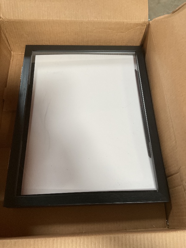 Photo 1 of **DAMAGE SEEN IN PHOTOS**1 Pack T Shirt Display Frame, 18'' X 14'' Black Imitation Wood T Shirt Frame with 98% UV Protection Acrylic, 1" Depth of Usable Space Shadow Box, Display Case for Shirts, Jerseys, Memorabilia