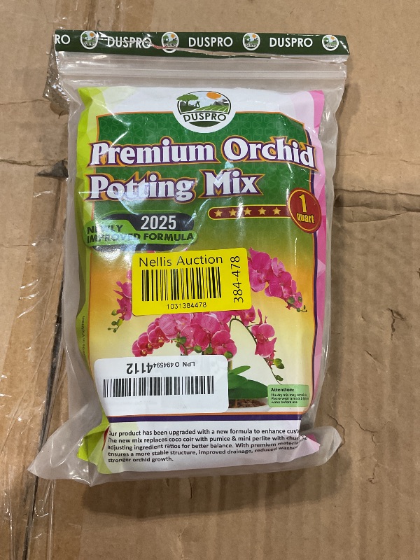 Photo 1 of [Upgraded] DUSPRO Orchid Potting Mix for Repotting with Forest Moss, Pine Bark, Perlite & Pumice, Orchid Bark Potting Mix, Orchid Repotting Soil, Drainage Indoor Potting, Orchid Pot Not Included,1 QRT