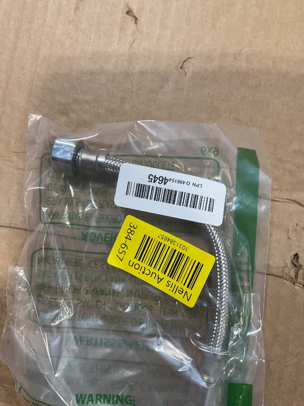 Photo 1 of uxcell 8 Inch Long Faucet Supply Line Connector, G3/8 Female Compression Thread x G1/2 Female Connector Straight Thread 304 Stainless Steel Water Supply Hose Line