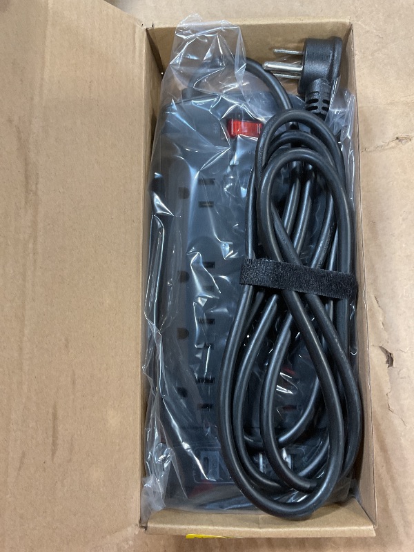 Photo 1 of Surge Protector Power Strip - Nuetsa Flat Plug Extension Cord with 8 Outlets and 4 USB Ports, 6 Feet Power Cord (1625W/13A), 2700 Joules, ETL Listed, Black