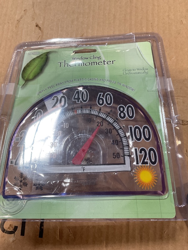 Photo 1 of Springfield Static Cling Indoor Outdoor Thermometer, Temperature Gauge for Patio, Pool, and Sauna, 8-Inch, White/Blue