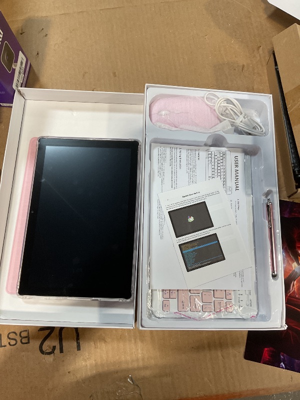 Photo 1 of 10 Inch Tablet Android 15 Tablets with Keyboard 64GB ROM+12GB RAM(4+8 expansion) Supports 1TB Expansion 2MP+8MP Dual Camera 6000mAh 5G WiFi-6 Tableta, 2 IN 1 Tablets with Mouse/Case/Stylus/ Keyboard