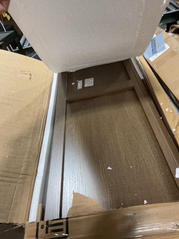 Photo 1 of ***FOR PARTS*** ChooChoo Farmhouse TV Stand for TVs up to 55 Inch, Modern Entertainment Center with 4 Open Shelves & Built-in Cable Holes, Media TV Console for Living Room, Bedroom, White