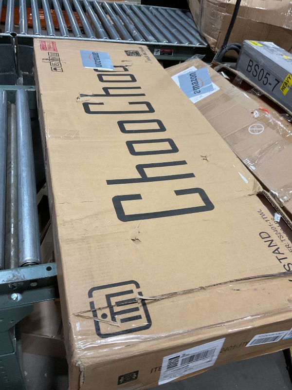 Photo 1 of ***FOR PARTS*** ChooChoo Farmhouse TV Stand for TVs up to 55 Inch, Modern Entertainment Center with 4 Open Shelves & Built-in Cable Holes, Media TV Console for Living Room, Bedroom, White