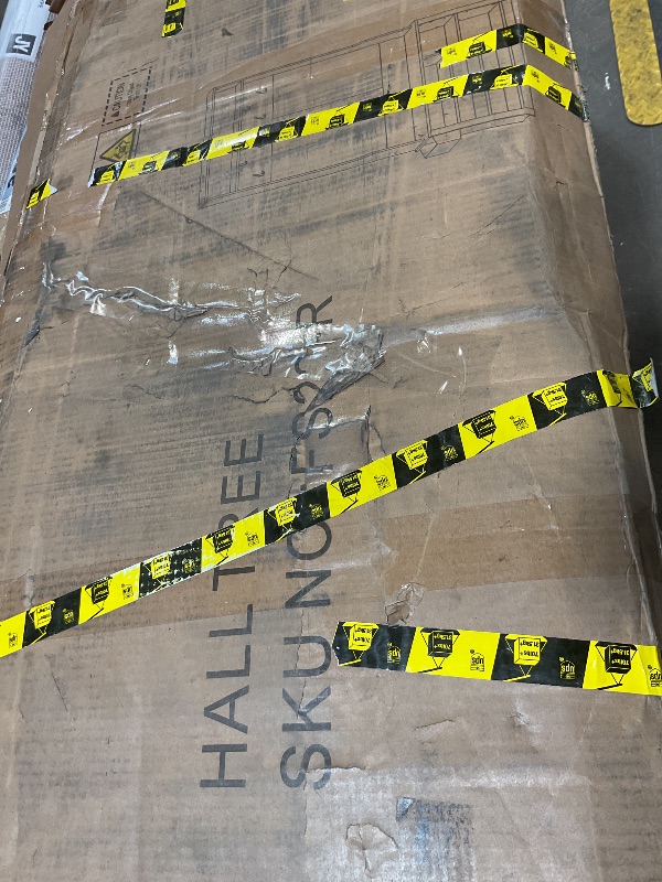 Photo 1 of **COLOR IS BROWN. MINOR DAMAGE TO CORNERS FROM TRANSPORT **VASAGLE Hall Tree with Bench and Shoe Storage, Coat Rack with Shoe Bench, Entryway Furniture, 16 Open Compartments, 6 Tri-Hooks, Farmhouse Style, Space Saving, Rustic White UHSR427W02