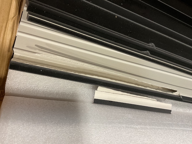 Photo 1 of **PLASTIC MATERIAL/MAJOR CRACK ON ONE PIECE 11 INCHES. Dents**Art3d 8-Pack 96 x 6in. WPC Acoustic Slat Wall Panel for Modern Interior Decor, TV Background, Living Room, Matte Black