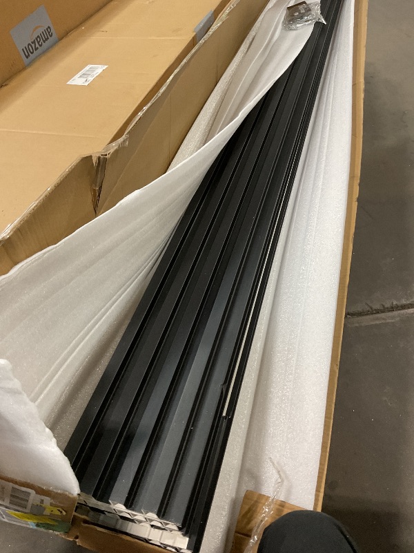 Photo 1 of **PLASTIC MATERIAL/MAJOR CRACK ON ONE PIECE 11 INCHES. Dents**Art3d 8-Pack 96 x 6in. WPC Acoustic Slat Wall Panel for Modern Interior Decor, TV Background, Living Room, Matte Black