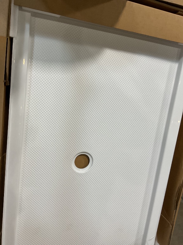 Photo 1 of ***FOR PARTS ONLY/ NON-FUNCTIONAL/ HAS LARGE CRACK IN LEFT CORNER**** DreamLine SlimLine 36 in. D x 60 in. W x 2 3/4 in. H Center Drain Single Threshold Shower Base in White, DLT-1136600