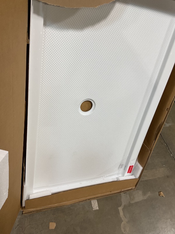 Photo 1 of ***FOR PARTS ONLY/ NON-FUNCTIONAL/ HAS LARGE CRACK IN LEFT CORNER**** DreamLine SlimLine 36 in. D x 60 in. W x 2 3/4 in. H Center Drain Single Threshold Shower Base in White, DLT-1136600