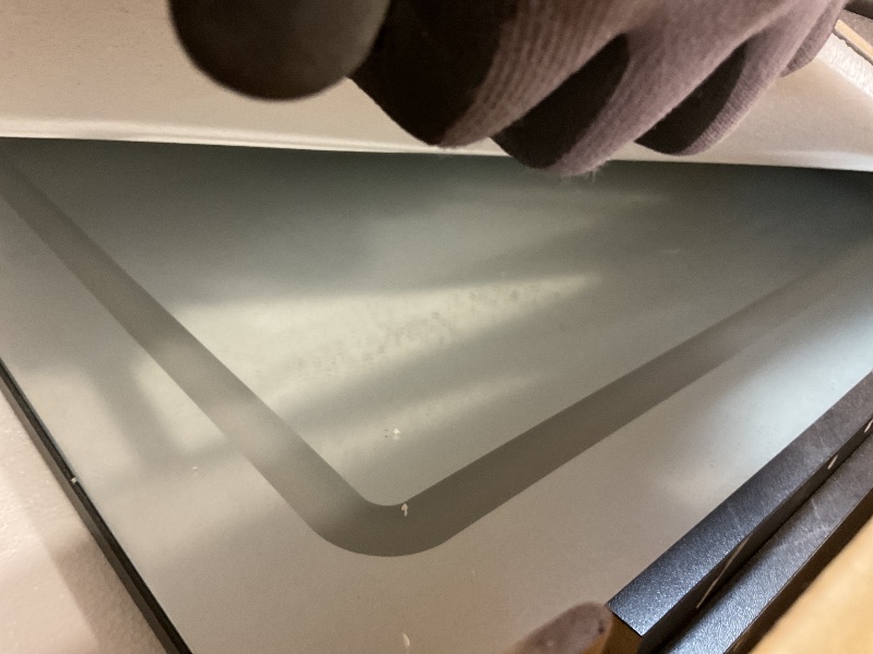 Photo 1 of **DIRT. DAMAGE TO CORNER**Vanity Desk With Sliding Mirror and LED Light, Makeup Vanity Set With Power Outlet, 3 Color Adjustable Light, Dressing Table With 4 Drawers, Storage Shelve & Stool for Bedroom, Marble-Black & White