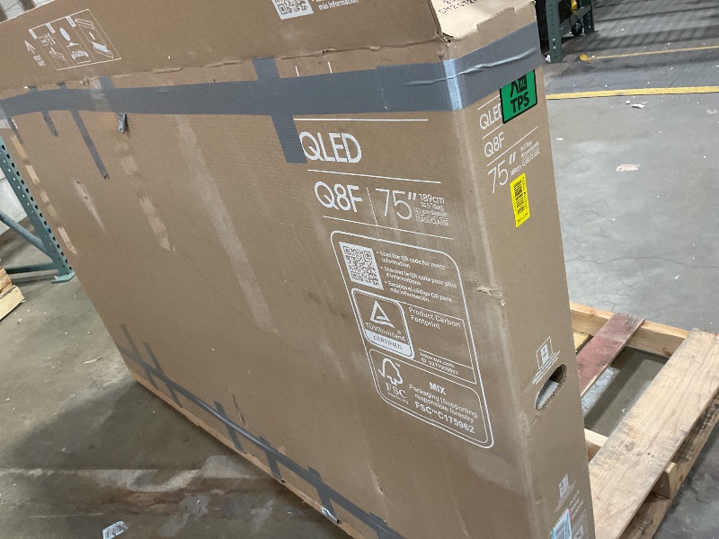 Photo 1 of **SCRATCH ON BOTTOM CORNER. MISSING REMOTE. DIRT**Samsung 75-Inch Class QLED Q8F 4K UHD Smart TV (2025 Model) Q4 AI Processor, 100% Color Volume with Quantum Dot, AirSlim Design, Endless Free Content, Samsung Vision AI, Alexa Built-in