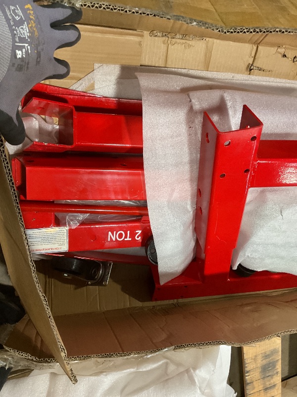 Photo 1 of **MINOR USE WEAR**Hipicute 2-Ton Folding Engine Hoist Cherry Picker 4400 Lb Capacity Hydraulic Shop Crane with Telescoping Boom 6 Caster Wheels for Automotive Repair Garage Use Includes Hitch and Storage Stand Red