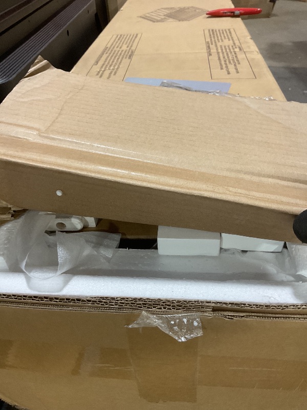 Photo 1 of ****MISSING ASSEMBLY PIECES POSSIBLY BOX 1 OF 2*** Merax Queen Over Queen Bunk Bed with Ladder & Guardrails - Solid Wood Double Bunk Bed for Adults/Teens, Convertible to 2 Separate Platform Beds, No Box Spring Needed, White