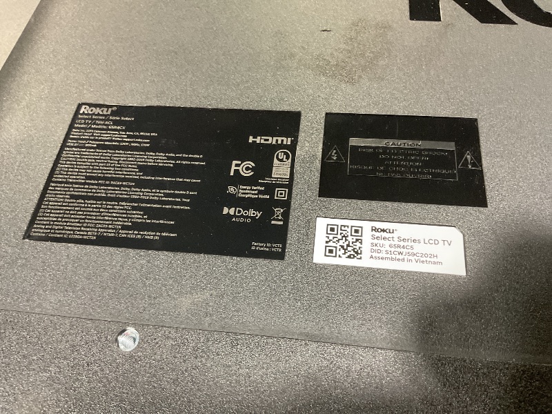 Photo 1 of **DIRT. SCRAPES. MISSING LEGS**Roku 65" Select Series 4K HDR Smart Roku TV with Roku TV Remote: LED, Wi-Fi, HDMI
