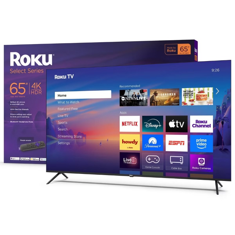 Photo 1 of **DIRT. SCRAPES. MISSING LEGS**Roku 65" Select Series 4K HDR Smart Roku TV with Roku TV Remote: LED, Wi-Fi, HDMI