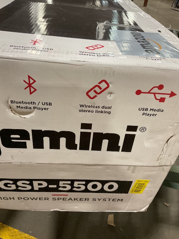 Photo 1 of **DIRT. SCRAPES**Gemini Sound GSP-5500 15" 2200W Bluetooth PA Speaker with TWS, 3-Channel Mixer, XLR Outputs, USB MP3 Playback – Perfect for DJs, Weddings, Parties & Events