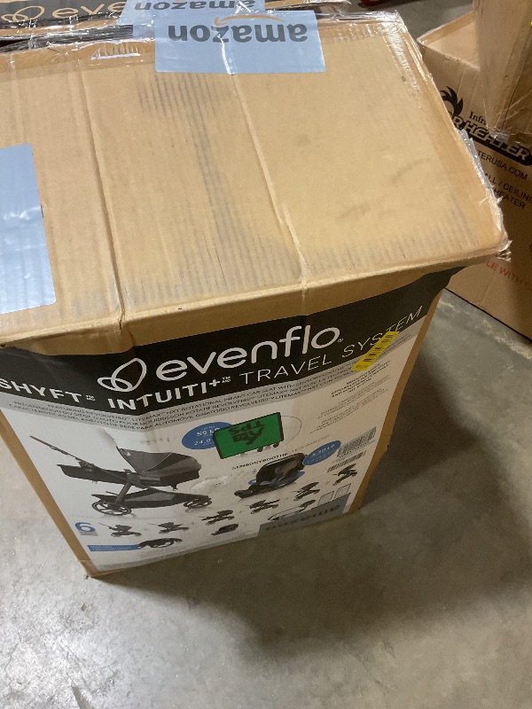 Photo 1 of **SCRATCHES AND SCRAPES FROM TRANSPORT **Evenflo Shyft Intuiti+ Travel System Featuring Revolve180 LiteMax™ NXT Rotating Rear-Facing Lightweight Preemie and Infant Car Seat with SensorySoothe 3-30 lbs. (Angler Tweed)