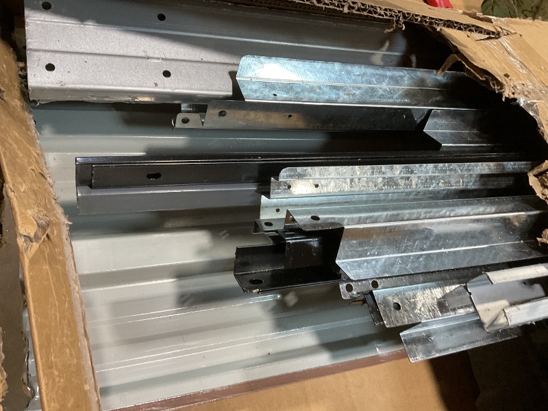 Photo 1 of **SCRAPES FROM TRANSPORT **8X8FT Metal Outdoor Storage Shed - Galvanized Steel Waterproof Garden Shed with Lockable Doors & Vents, All-Weather Utility Tool Shed for Lawn Mower, Bike