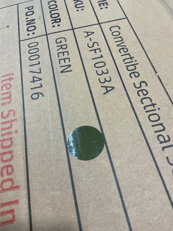 Photo 1 of **2 BOXES**convertible sectional sofa a-sf1033a green