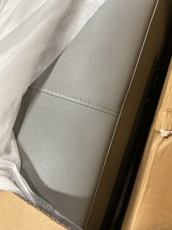 Photo 1 of **RIGHT SECTION ONLY. SELLING AS PARTIAL SET. ONE OF THREE BOXES**97" Modular Faux Leather L-Couch, Convertible Sofá, Reversible Chaise + Hidden-Storage Ottoman, 5–6 Seat Sectional with Armrests, Easy Assembly Corner Couch, Dark Grey