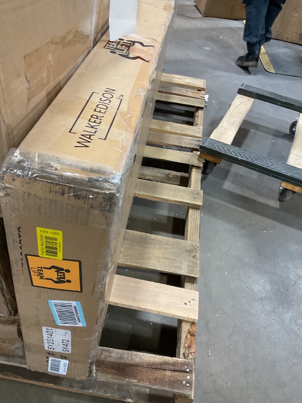 Photo 1 of **MAJOR DAMAGE TO ONE PIECE. SELLING FOR PARTS**Walker Edison Wren Classic Brown TV Media Console Entertainment Center for 80 Inch Television with Storage Cubby, 70 Inch