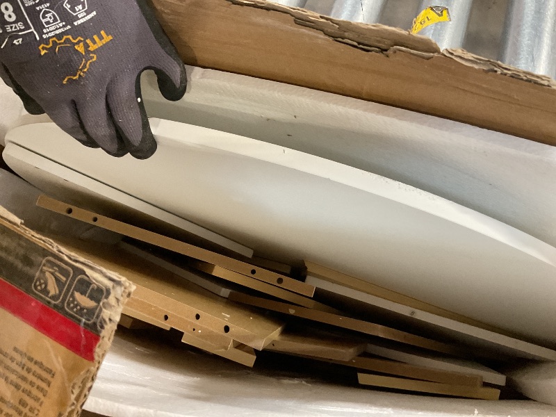 Photo 1 of **MAJOR DAMAGE. SELLING FOR PARTS **Qaba Toddler Table and Chairs Set, 5 Pieces Round Kids Activity Table with Storage for Play, Art, Craft, Drawing, Playroom, Classroom, Nursery, White