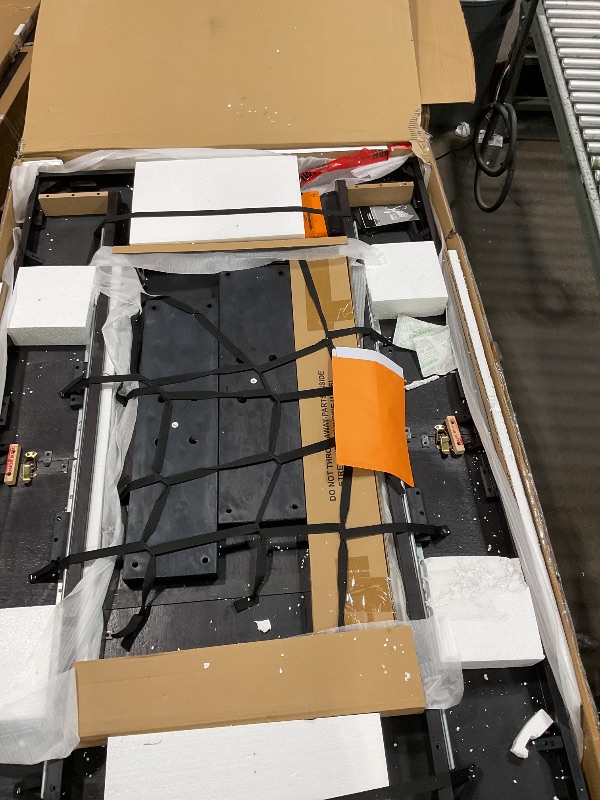 Photo 1 of * POSSIBLE PARTS ONLY*
Signature Design by Ashley Bolanburg Farmhouse Extension Dining Table with Removable Center Leaf and Trestle Base, Dark Brown & White