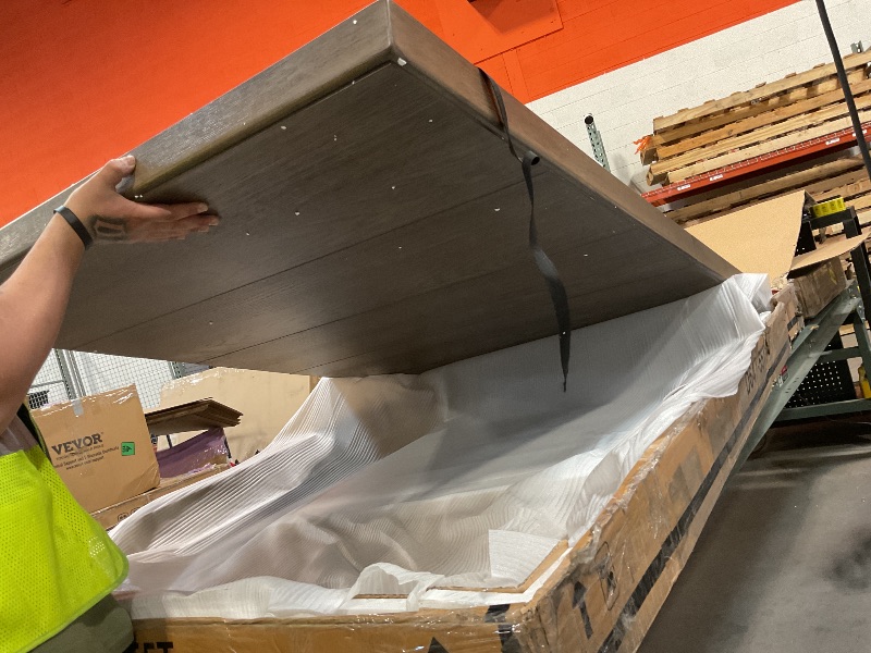 Photo 1 of * POSSIBLE PARTS ONLY*
Signature Design by Ashley Bolanburg Farmhouse Extension Dining Table with Removable Center Leaf and Trestle Base, Dark Brown & White