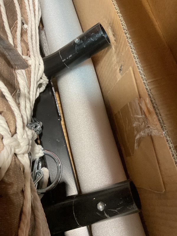 Photo 1 of **MINOR USE WEAR. DIRT**SUNCREAT Double Backyard Hammock with Solar Powered Lights for Outside, 475 lbs Capacity, Heavy Duty Self Standing Hammock with 12 ft Stand, Dark Grey