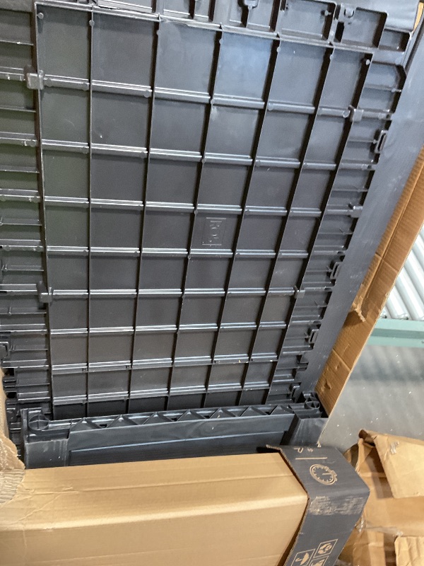 Photo 1 of **MAJOR DAMAGE TO ONE PIECE. SELLING FOR PARTS. DIRT. SCRAPES**Keter Westwood 150 Gallon Resin Large Outdoor Storage Box for Patio Furniture, Outdoor Cushions, Garden Tools and Pool Floats, Dark Grey