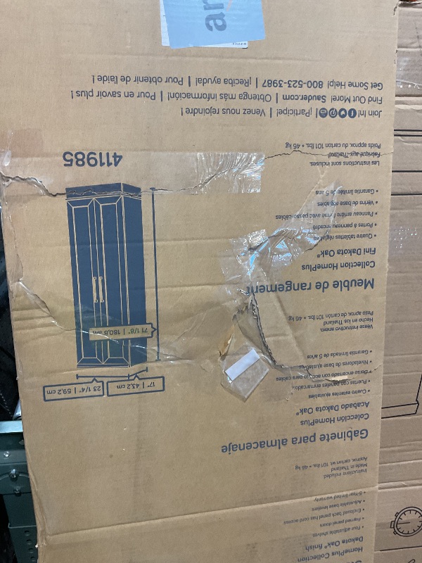 Photo 1 of **MAJOR DAMAGE TO DOOR. SELLING FOR PARTS**Sauder HomePlus Storage Cabinet/ Pantry cabinets, Dakota Oak finish