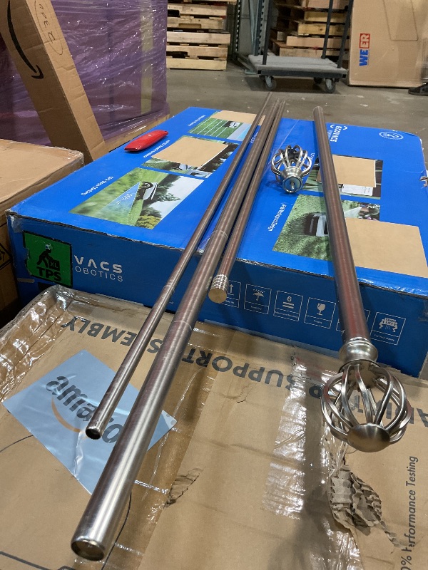 Photo 1 of **MISSING HANGING HOOKS AND HARDWARE. SCRAPES**Brushed Nickel Double Curtain Rods 72-144" - Decorative Double Curtain Rods with Round Cage & Barrel Finials, 1-Inch Front and 5/8 Inch Back Rod, Adjustable Double Drapery Rod