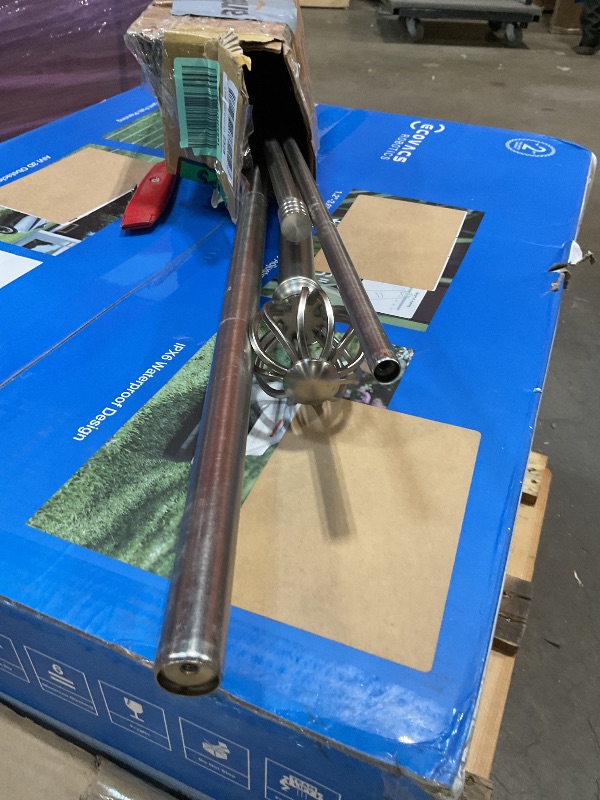 Photo 1 of **MISSING HANGING HOOKS AND HARDWARE. SCRAPES**Brushed Nickel Double Curtain Rods 72-144" - Decorative Double Curtain Rods with Round Cage & Barrel Finials, 1-Inch Front and 5/8 Inch Back Rod, Adjustable Double Drapery Rod