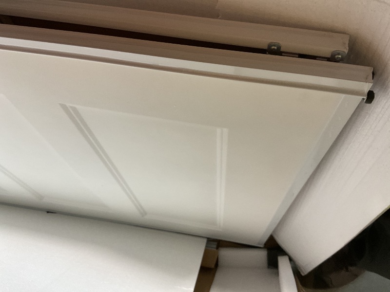 Photo 1 of **DIRT. SCRAPES**JUBEST Sliding Closet Door 72"(Double 37") x80, 5-Panel Steel Frame Bypass Primed Door with Top & Bottom Track Kits, Pre-Assembled Hardboard Panels with Paintable Surface, Durable & Sturdy