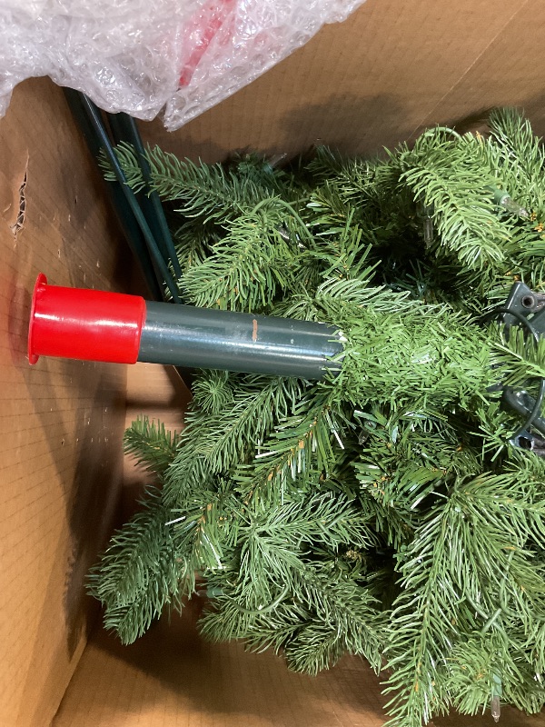 Photo 1 of **SCRAPES AND SCRATCH**National Tree Company 7.5 ft Pre-Lit Jersey Fraser Fir Full Artificial Christmas Tree, 1,250 Multicolor Lights, 3,144 Tips, Includes Stand, Green