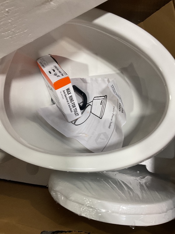 Photo 1 of 19 Inch Tall Toilet,Two-Piece Toilet with ADA Comfort Chair Height Seat,Elongated Standard Toilet,Side Trip Buttons Flush, Powerful 1.28 GPF Single Flush for Seniors, White