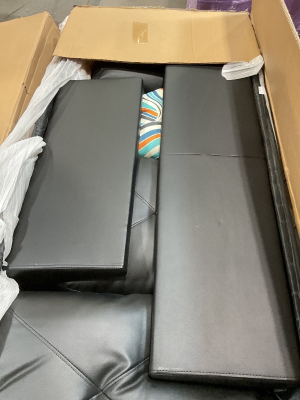 Photo 1 of **RIGHT ARM CHAISE ONLY. SELLING AS PARTIAL SET. 1/3 BOXES**Topcomfy 97.5" L Shaped Couch Set, Modular Sectional Couches for Living Room with Storage Ottoman, 4 Seat Home Sofa Living Room Furniture Sets with Chaise for Apartment Office (Faux Leather, Blac